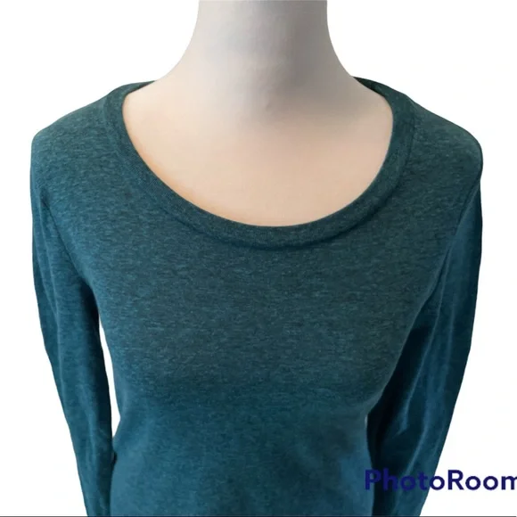 Mossimo Women’s Long Sleeve Round Neck Teel & Gray Speckled Shirt Size Small - Picture 2 of 10